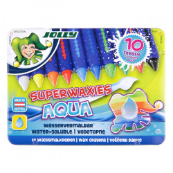 JOLLY - 10 SUPER-WAXIES AQUA - Crayons de Cire Aquarellables