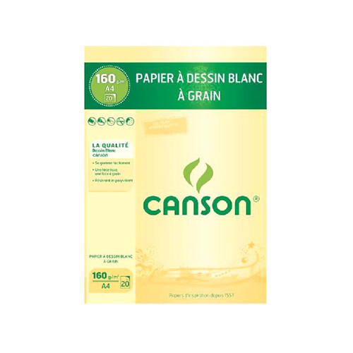 Canson® - "C" à Grain® (CAG) - Bloc de 20 Feuilles - 160 g/m² - Format A4