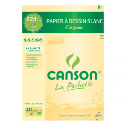 Canson® - "C" à Grain® (CAG) - Pochette de 10 Feuilles - 224 g/m² - Format A3