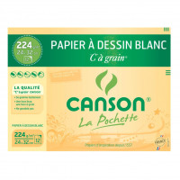 Canson® - "C" à Grain® (CAG) - Pochette de 12 Feuilles - 224 g/m² - 24 x 32 cm
