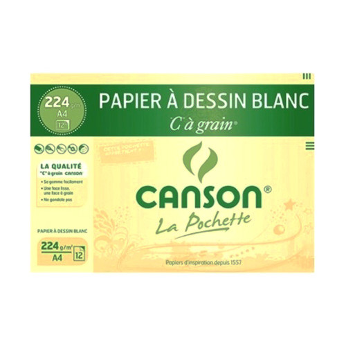 Canson® - "C" à Grain® (CAG) - Folder of 12 Sheets - 224 gsm - A4 Size