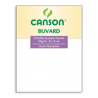 Canson® - Papier Buvard - Grain Léger - Pochette de 12 Feuilles - 16 x 21cm - 125 g/m²