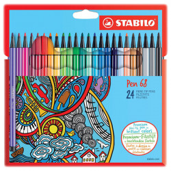STABILO - Pen 68 - Feutres Fins / Moyens - 1MM - Set de 24