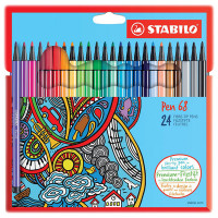 STABILO - Pen 68 - Feutres Fins / Moyens - 1MM - Set de 24