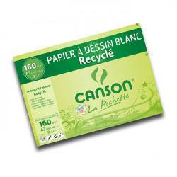 Canson® - Pochette Dessin - Recyclé - Blanc - 8 Feuilles - 160 g/m² - Format A3