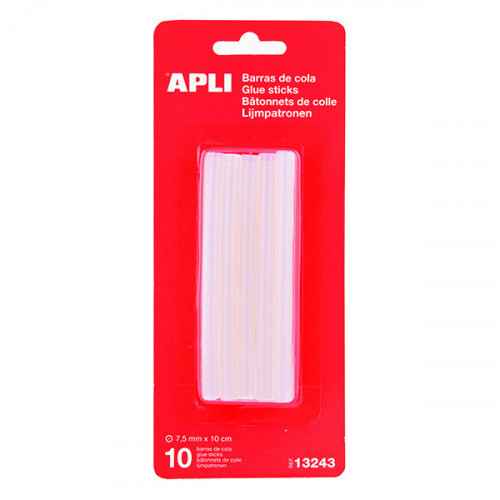 APLI - Lot de 10 Recharges / Bâtons pour Pistolets à Colle - 7,5mm x 10cm