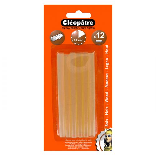 Cléopâtre - 12 x Recharges pour Pistolet à Colle - Extra Fort - Spécial Bois