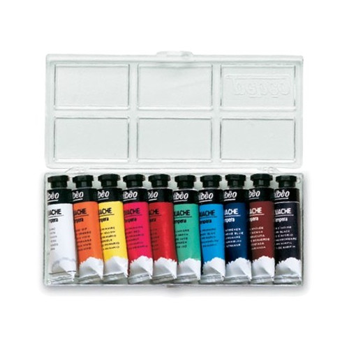 Pébéo - Gouache en Tubes - Gouache École - 10 x 10ml - Assortiment