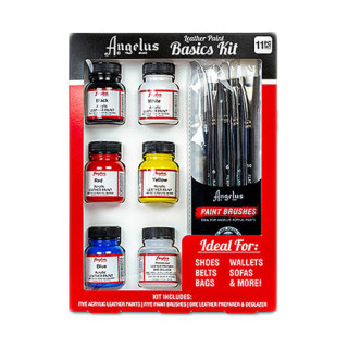 Angelus - Peinture pour le Cuir - Kit de 6 x 1oz + 5 Pinceaux