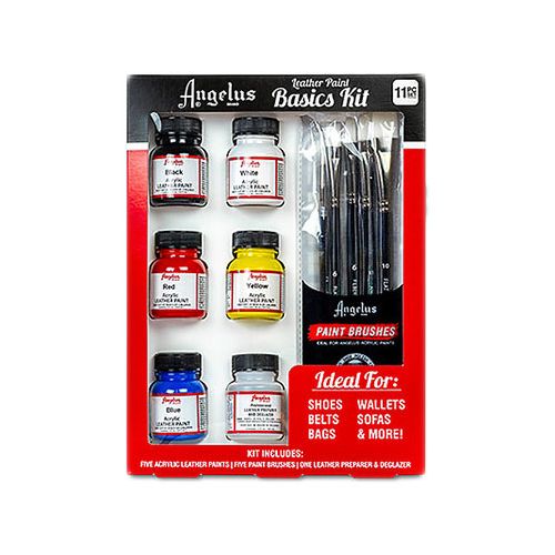 Angelus - Leather Paint - Kit of 6 x 1OZ + 5 Brushes