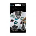 Cernit - Set of 15 Metal Cutters - Hearts, Flowers & Drops - From 1 to 5cm