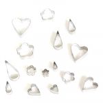 Cernit - Lot de 15 Emporte-Pièces - Coeurs, Fleurs & Gouttes - De 1 à 5cm