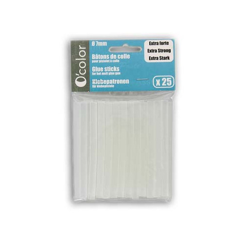 O'Color - Lot de 25 Bâtons de Colle - Recharges pour Pistolets à Colle - 7mm - Forte