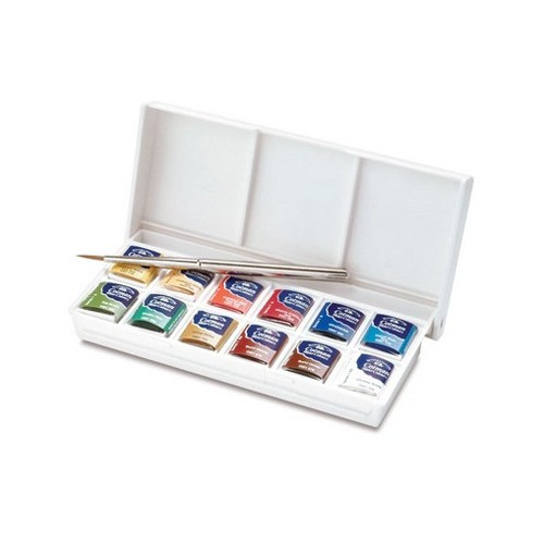 Winsor & Newton - Aquarelle Cotman - 12 Demi-Godets - Coffret de Poche Pour Croquis - Assortiment