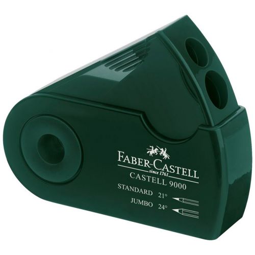 Faber-Castell - Double Hole - Sharpener Box - CASTELL 9000 - Dark Green