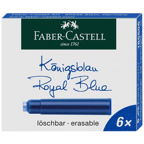 Faber-Castell - Set of 6 Ink Cartridges - Standard - Royal Blue