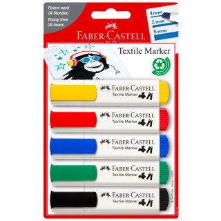 Faber-Castell - Set of 5 Textile Markers - "Basics" Pack