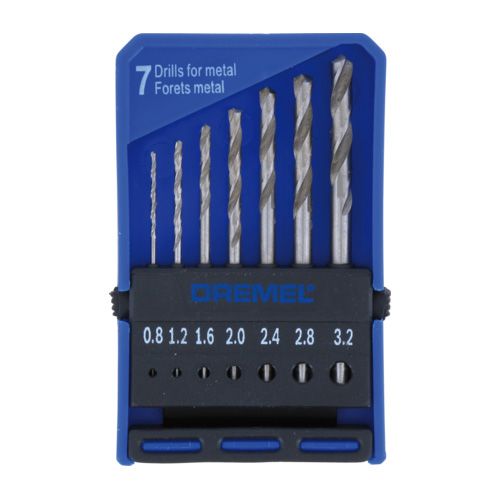 DREMEL - Jeu de 7 Forets / Mèches - Ø0,8/1,2/1,6/2,0/2,4/2,8/3,2mm - Précision (628)