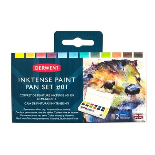 DERWENT - Watercolour Travel Set of 12 Half Pans - Inktense Paint