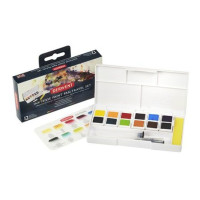 DERWENT - Set de Voyage Aquarelle - Boîte de 12 Demi-Godets - Inktense Paint
