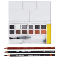 DERWENT - Set de Voyage Aquarelle - Boîte de 12 Demi-Godets  - Shade & Tone
