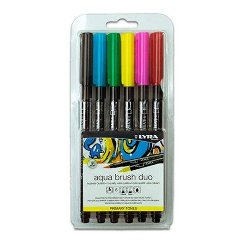 LYRA - Aqua Brush Duo - Watercolor Brush Pens - 6 Colors - Primary
