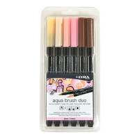 LYRA - Aqua Brush Duo - Feutres-Pinceaux Aquarellables - 6 Couleurs - Skin