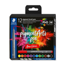 STAEDTLER - Pigment Brush Pen 371 - Watercolor Brush Pens - 12 Colors