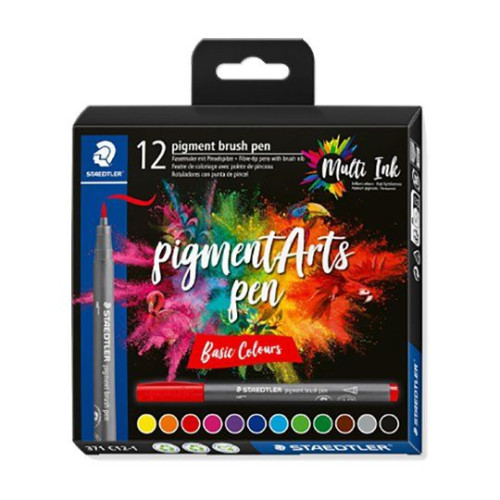 STAEDTLER - Pigment Brush Pen 371 - Watercolor Brush Pens - 12 Colors
