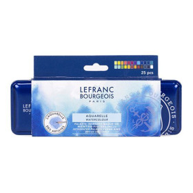 LEFRANC & BOURGEOIS - Fine Watercolour - 24 Half Pans - Metal Box