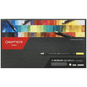 CARAN D'ACHE - Museum Aquarelle - Crayons Aquarellables - 76 Couleurs - Coffret Complet