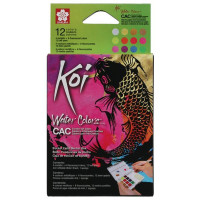 SAKURA - KOI - Watercolour Sketch Box - 12 Half Pans - Metallic & Fluorescent