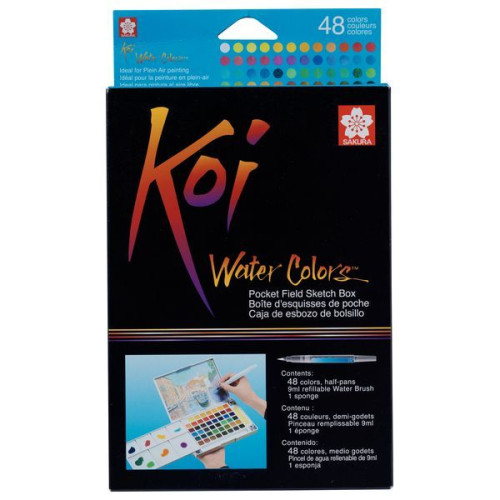 SAKURA - KOI - Watercolour Sketch Box - 48 Half Pans