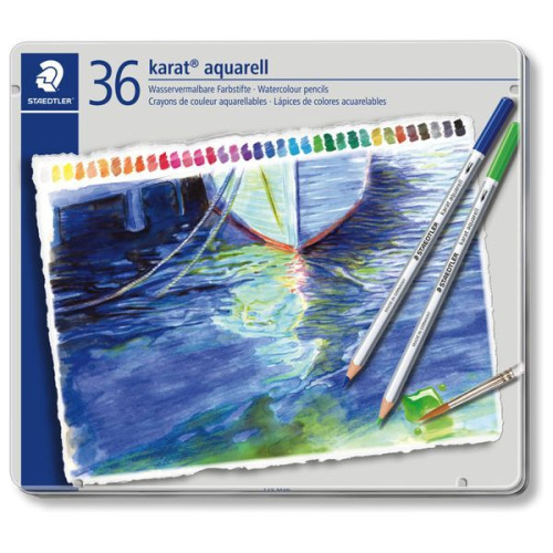 STAEDTLER - Karat Aquarell 125 - Crayons Aquarellables - 36 Couleurs - Boîte Métal