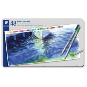 STAEDTLER - Karat Aquarell 125 - Crayons Aquarellables - 48 Couleurs - Boîte Métal