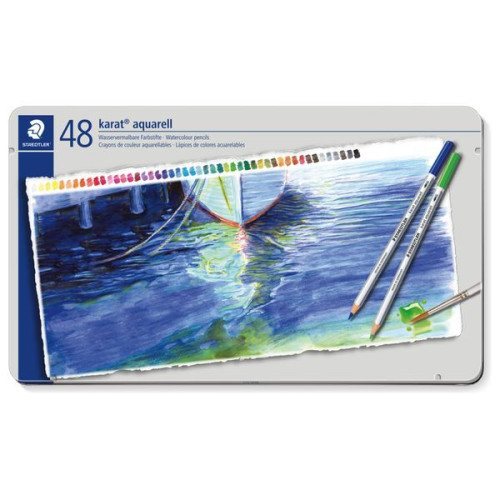 STAEDTLER - Karat Aquarell 125 - Watercolor Pencils - 48 Colors - Metal Tin