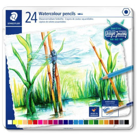 STAEDTLER - Crayons Aquarellables 146 10C - 24 Couleurs - Boîte Métal