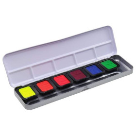 FINETEC - Pearlescent Watercolour - Neon (Fluorescent) - Metal Tin of 6 Colours