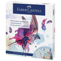 FABER-CASTELL - Watercolour Set - 12 Tubes 5ml + Brushes + Palette + Stencil - 18 Pieces