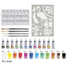 FABER-CASTELL - Set Aquarelle - 12 Tubes 5ml + Pinceaux + Palette + Pochoir - 18 Pièces