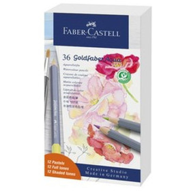 FABER-CASTELL - Goldfaber Aqua - Watercolour Pencils - 36 Colours (24 Vivid + 12 Pastels) - Gift Box