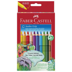 FABER-CASTELL - Jumbo Grip - Watercolour Pencils - 12 Colours - Cardboard Wallet