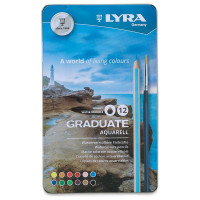 LYRA - Graduate Aquarell - Crayons Aquarellables - 12 Couleurs - Boîte Métal