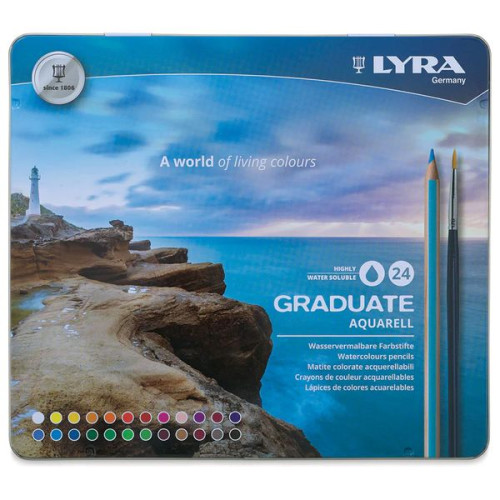 LYRA - Graduate Aquarell - Crayons Aquarellables - 24 Couleurs - Boîte Métal