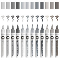 MOLOTOW - Brush Pen Aqua Color - Watercolor Brush Pens - 12 Colors - Grey Set