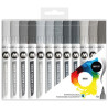 MOLOTOW - Brush Pen Aqua Color - Feutres Aquarellables - 12 Couleurs - Grey Set