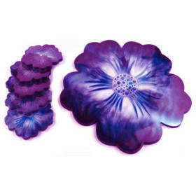 RESIN-PRO - Silicone Mold - Set Plateau Fleurs + 3 Dessous de Verre