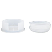 JESMONITE - Moule en Silicone - Ensemble Holder Pour 4 Rond Coasters - 11,6x11,6x4cm