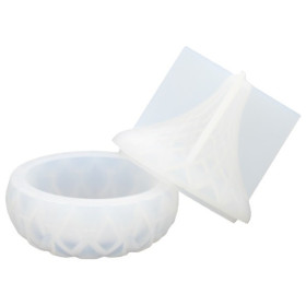 JESMONITE - Moule en Silicone - Pot Avec Patterned Lid - 8,4x8,4x9,4cm