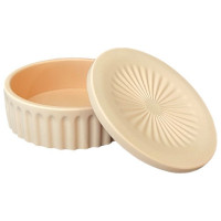 JESMONITE - Silicone Mould - Round Stackable Storage Box with Patterned Lid - 12x12x4,5cm